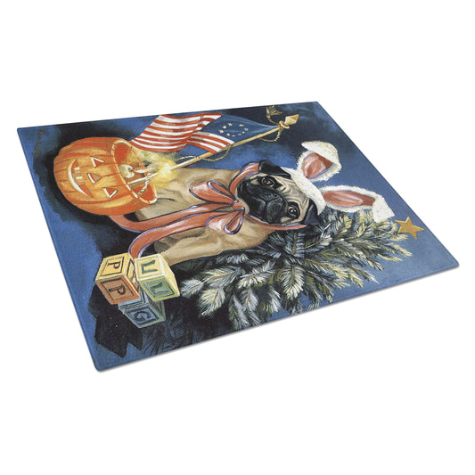 Carolines Treasures PPP3125LCB Pug for All Seasons Glass Cutting Board Large, 12H x 16W, multicolor