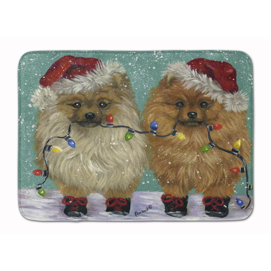 Pomeranian Christmas Lighten Up Machine Washable Memory Foam Mat