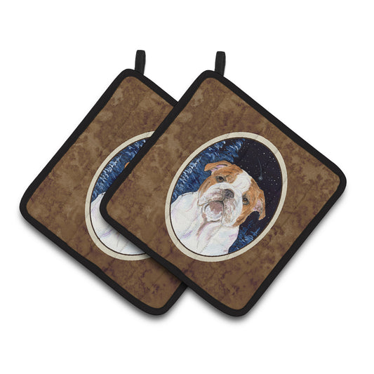 Carolines Treasures SS8447PTHD Starry Night English Bulldog Pair of Pot Holders, 7.5HX7.5W, multicolor