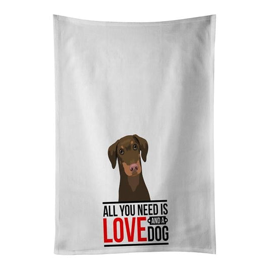 Carolines Treasures WDK3623WTKT 28 x 19 in. Unisex Doberman Pinscher Red & Rust Natural Ears No.2 White Dish Towels Kitchen Towel - Set of 2