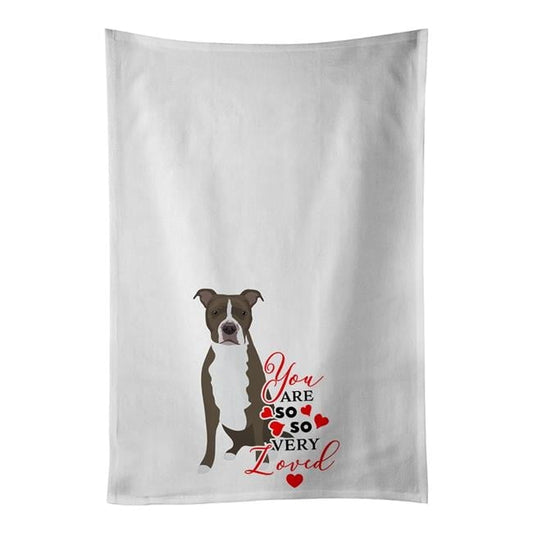 Carolines Treasures WDK3975WTKT 28 x 19 in. Unisex Pit Bull Blue No.6 So Loved White Dish Towels Kitchen Towel - Set of 2