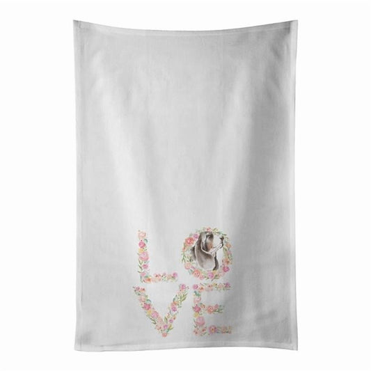 Carolines Treasures WDK4319WTKT 28 x 19 in. Unisex Basset Hound No.4 Love White Dish Towels Kitchen Towel - Set of 2