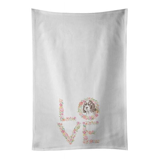 Carolines Treasures WDK4512WTKT 28 x 19 in. Unisex English Springer Spaniel No.9 Love White Dish Towels Kitchen Towel - Set of 2