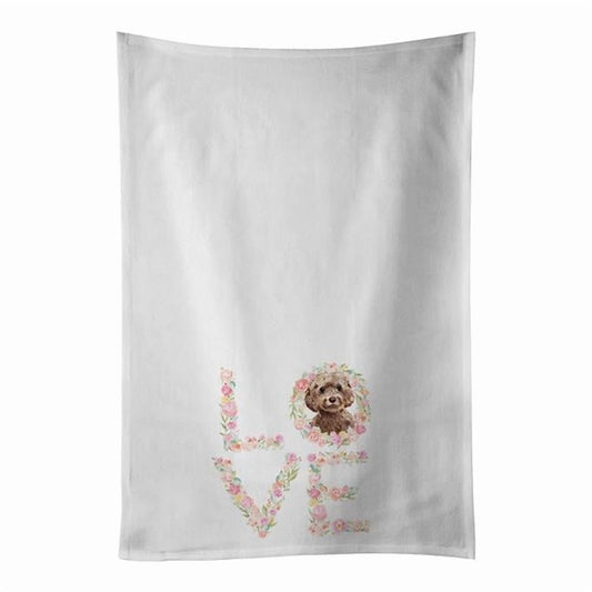Carolines Treasures WDK4553WTKT 28 x 19 in. Unisex Brown Cockapoo Love White Dish Towels Kitchen Towel - Set of 2
