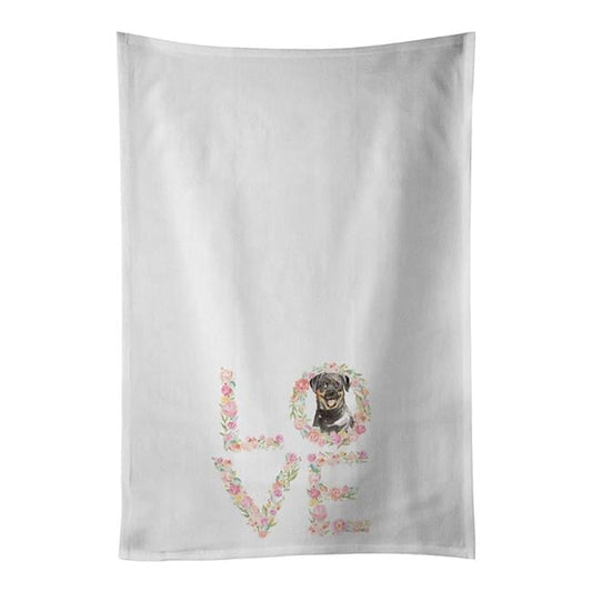 Carolines Treasures WDK4610WTKT 28 x 19 in. Unisex Rottweiler Love White Dish Towels Kitchen Towel - Set of 2