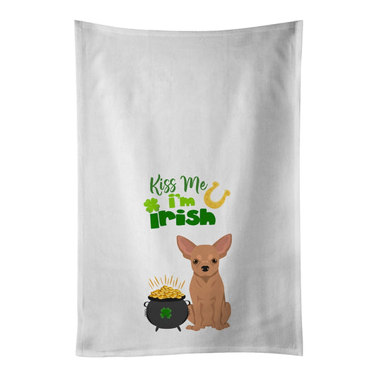 Carolines Treasures WDK4797WTKT Gold Chihuahua St. Patricks Day White Kitchen Towel Set of 2 Dish Towels 19 X 25"