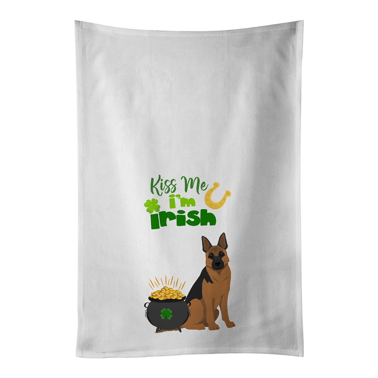 Carolines Treasures WDK4840WTKT Black and Tan German Shepherd St. Patricks Day White Kitchen Towel Set of 2 Dish Towels
