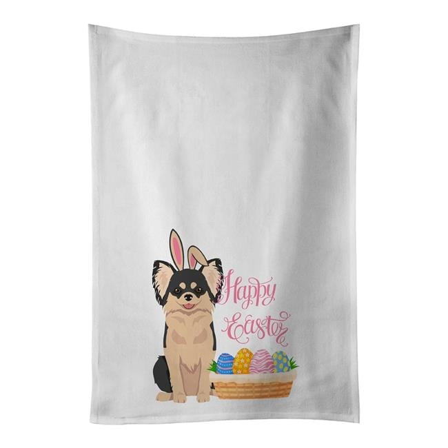 Carolines Treasures WDK4966WTKT 28 x 19 in. Longhaired Black & White Chihuahua Easter White Kitchen Towel, Set of 2