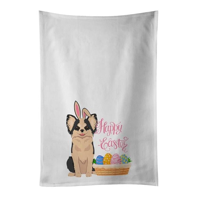 Carolines Treasures WDK4974WTKT 28 x 19 in. Longhaired Black & White No.2 Chihuahua Easter White Kitchen Towel, Set of 2