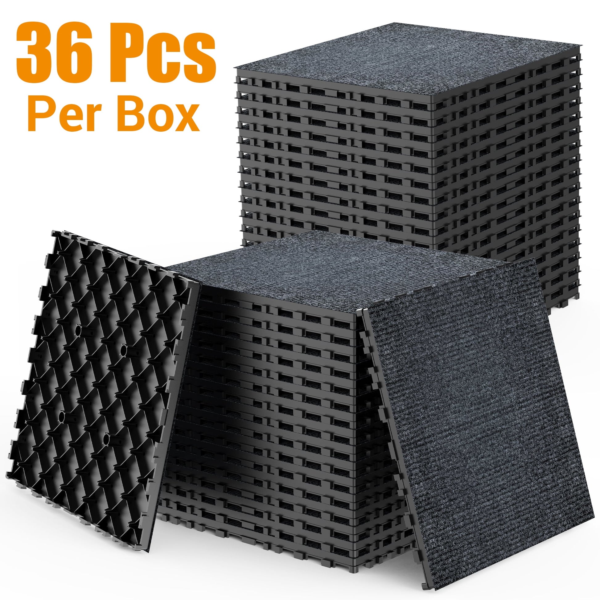 Carpet Floor 12" Patio Deck Tiles, DIY Module Interlocking Decking Carpet,Court Tiles for Porch Poolside Balcony Backyard 36pcs