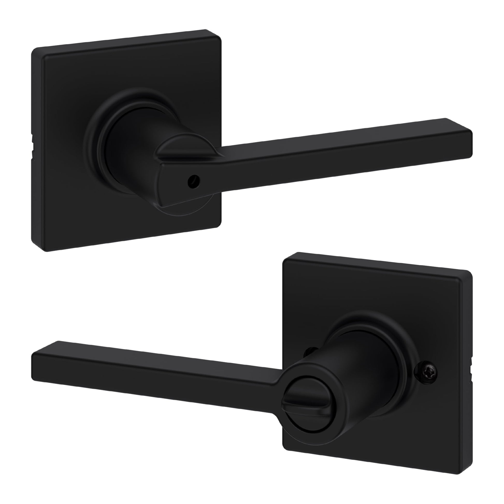 Kwikset Casey Square Privacy Lever Doorknob Matte Black - Contains 2 Levers
