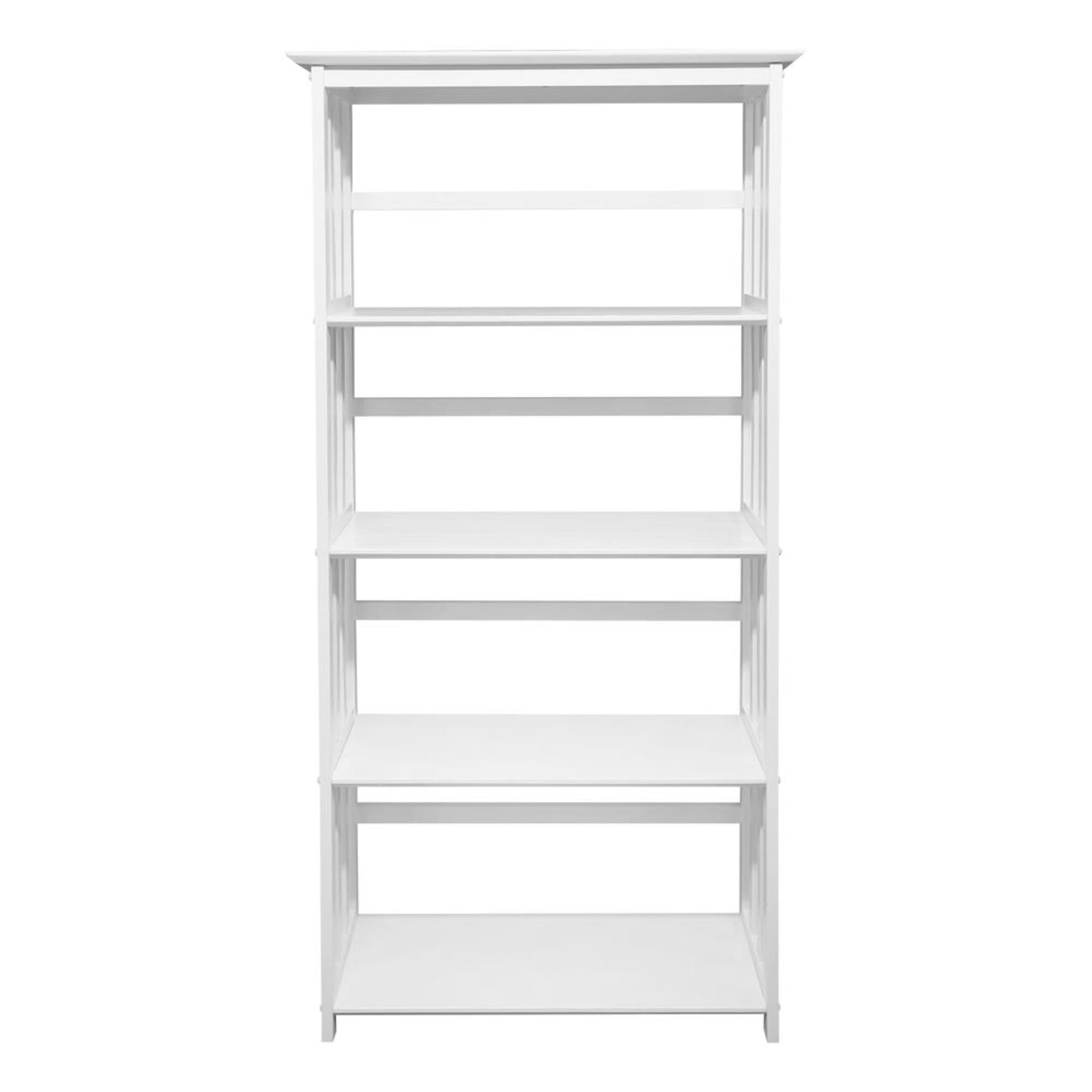 Mission Style 5-Shelf Bookcase - White