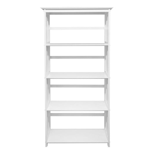 Mission Style 5-Shelf Bookcase - White