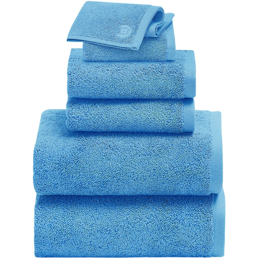 Chaps Bath Towels 6-Piece Sets for Bathroom - Ring Spun Cotton Towel Set - Blue
