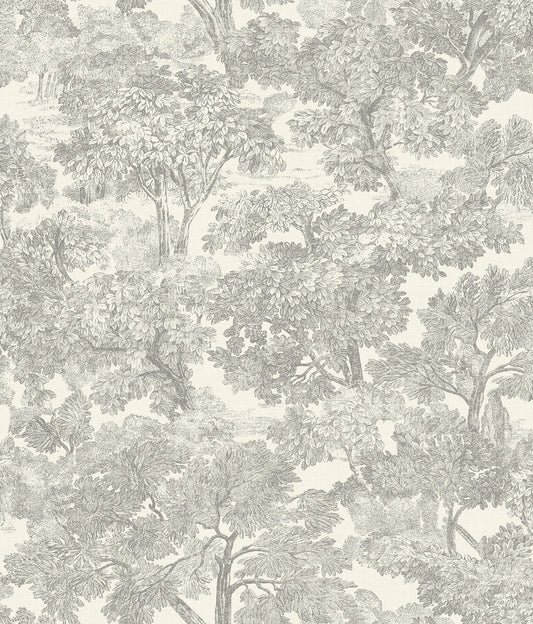 Chesapeake Spinney Grey Toile Wallpaper