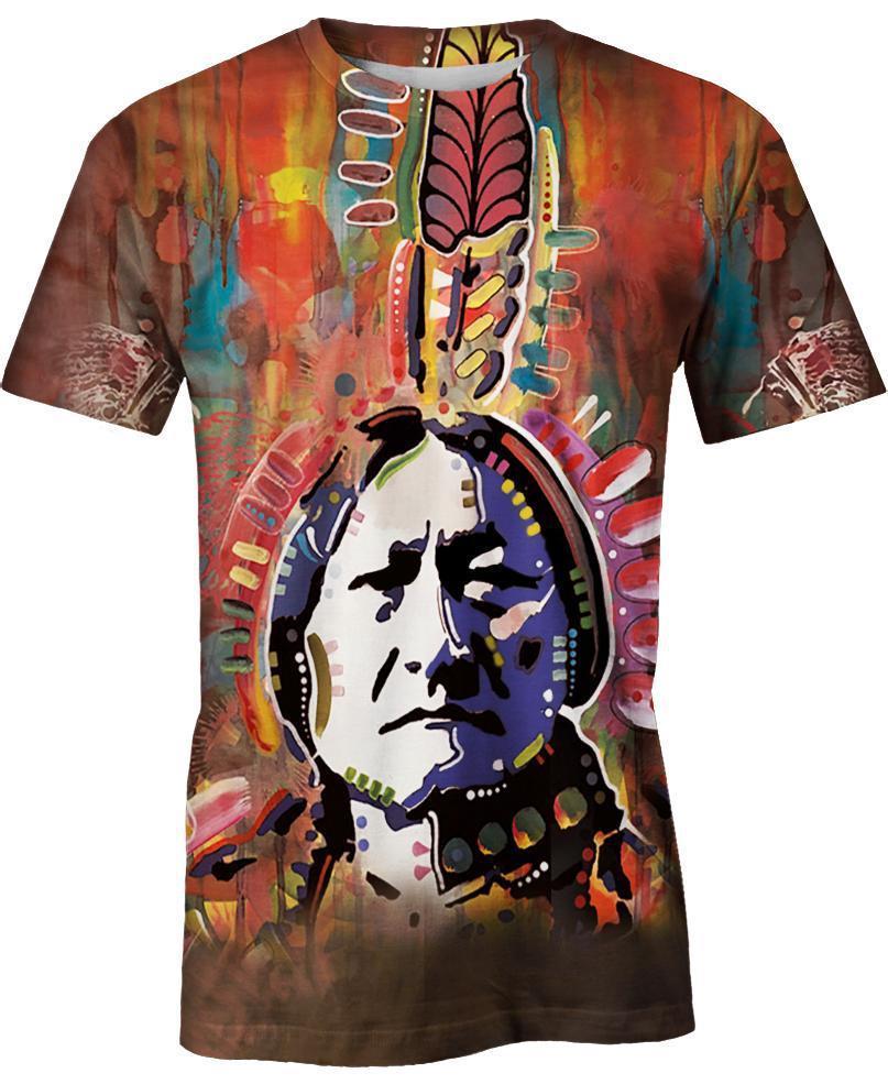 Chief Sitting Bull, 3D T Shirt, All Over Print T Shirt, Native American