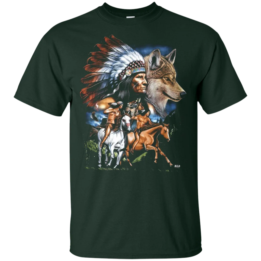 Chief Riding Horse Wolf Native American T-shirt