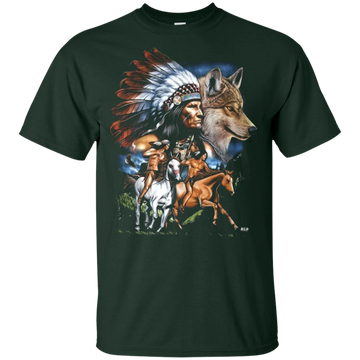 Chief Riding Horse Wolf Native American T-shirt