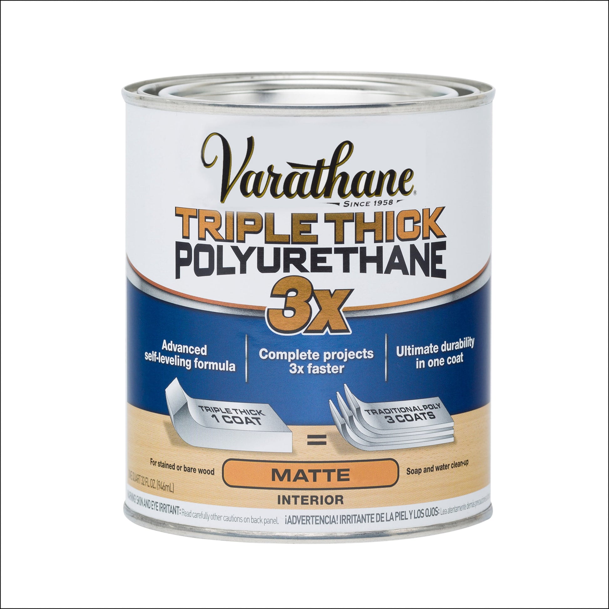 Transparente, Varathane Poliuretano Mate Triple Grueso-304588, Cuarto