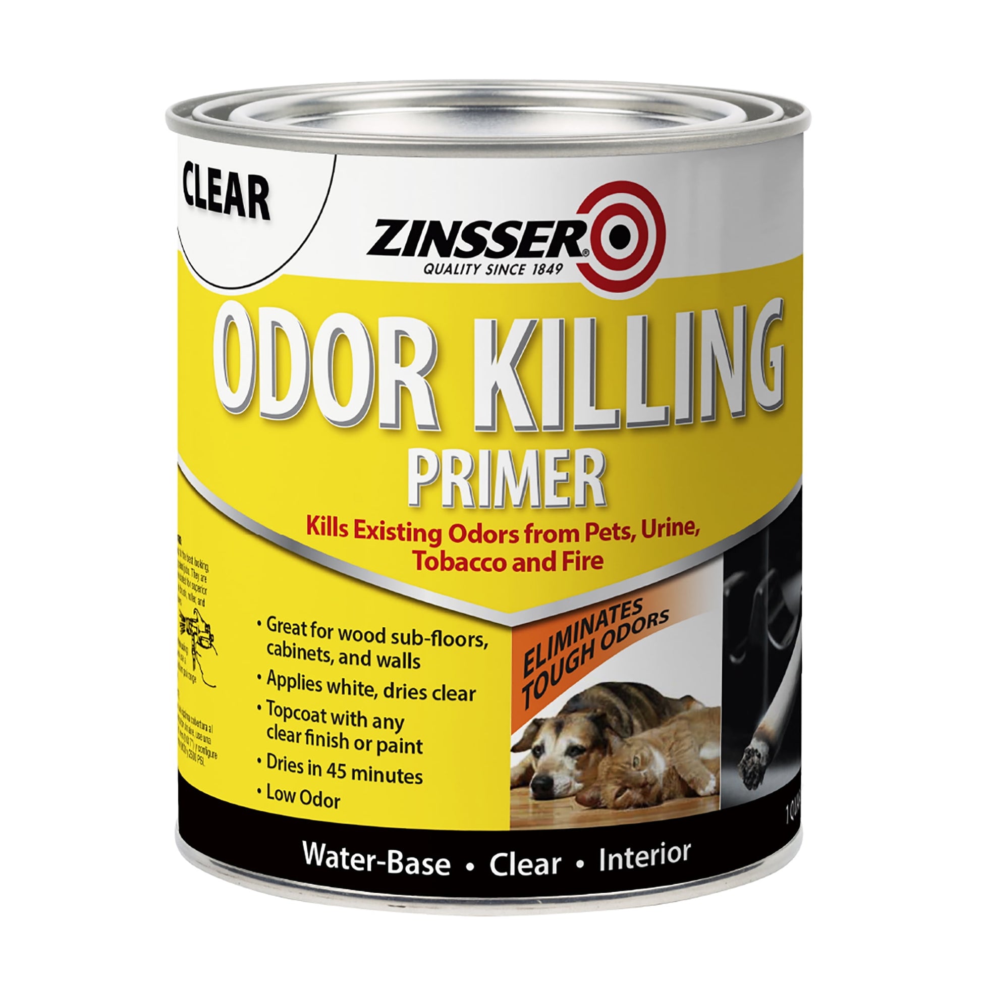 4 Pack, Clear, Zinsser Odor Killing Primer- Quart
