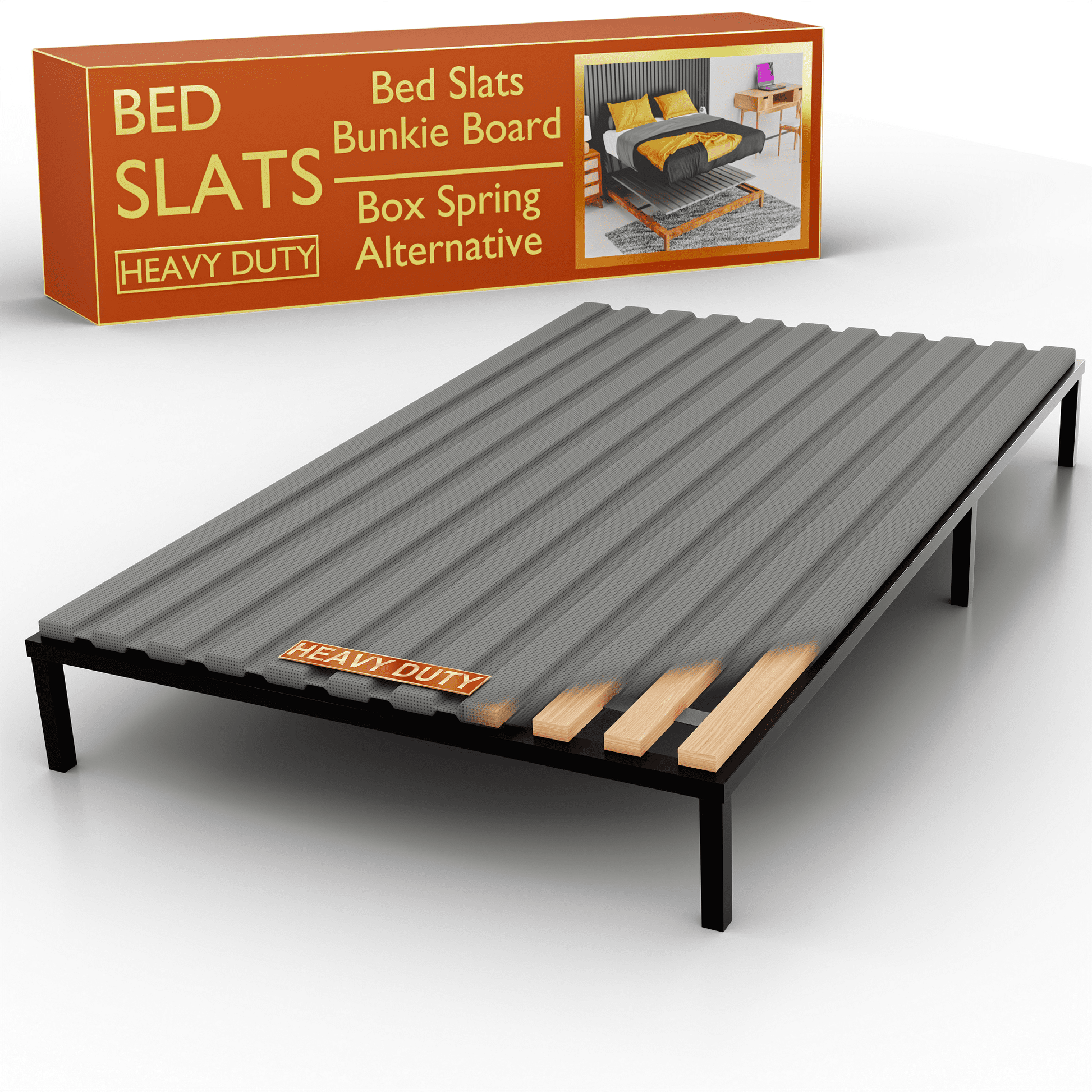 Continental Sleep, Wooden Twin Bed Slats for Support Under Mattress with Cover â€“ Replacement Wood Slats for Twin Size Bed Frame â€“ Under Mattress Support Without Extra Height â€“ 3.38" Standard Width