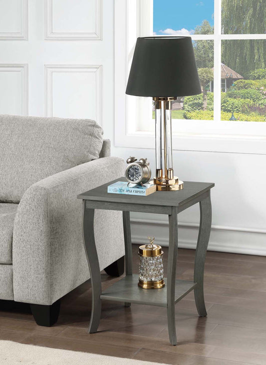 Convenience Concepts American Heritage Square End Table with Shelf,  Wirebrush Dark Gray