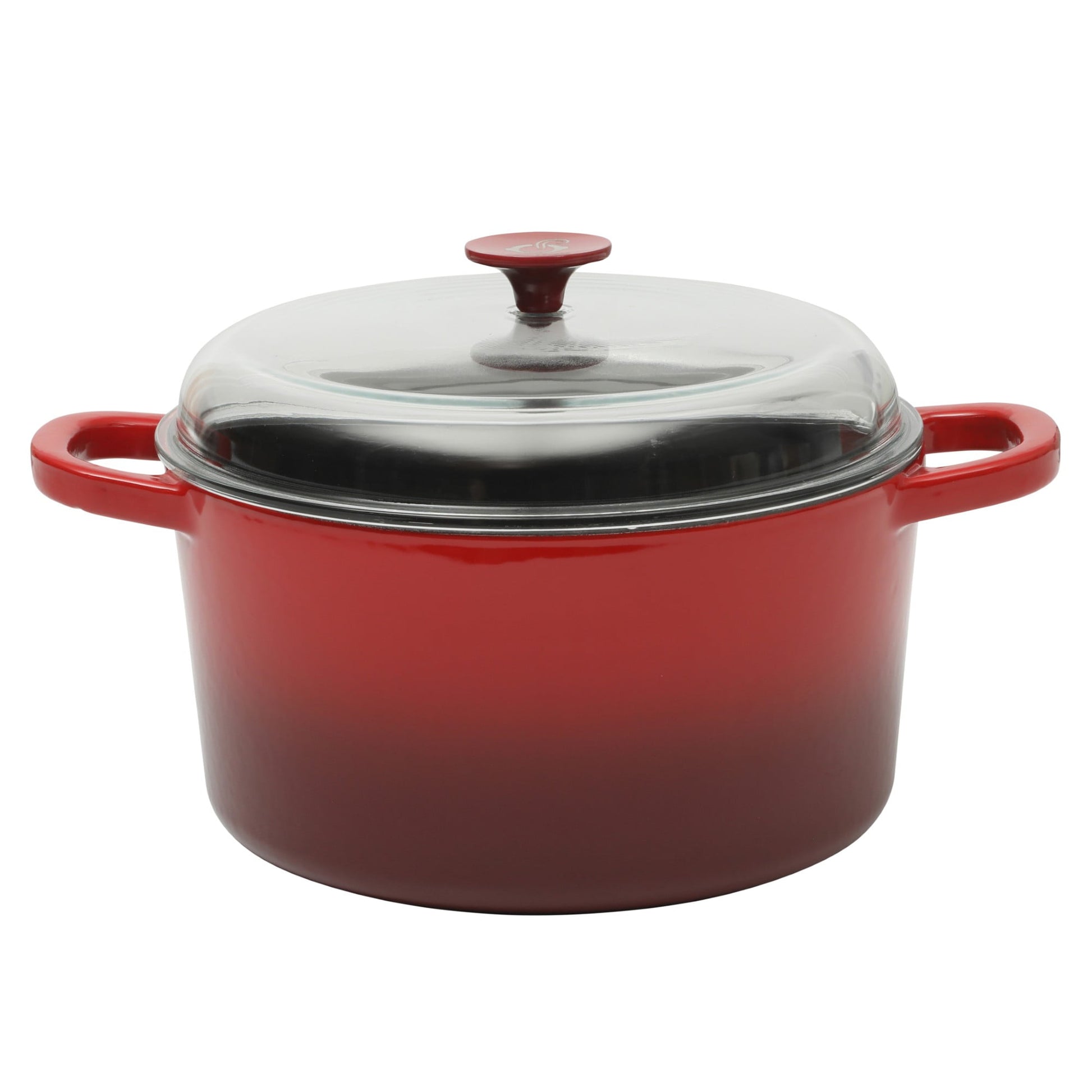 Crock Pot Artisan 7-Quart Round Cast Iron Dutch Oven With Borasilicate Lid - Red