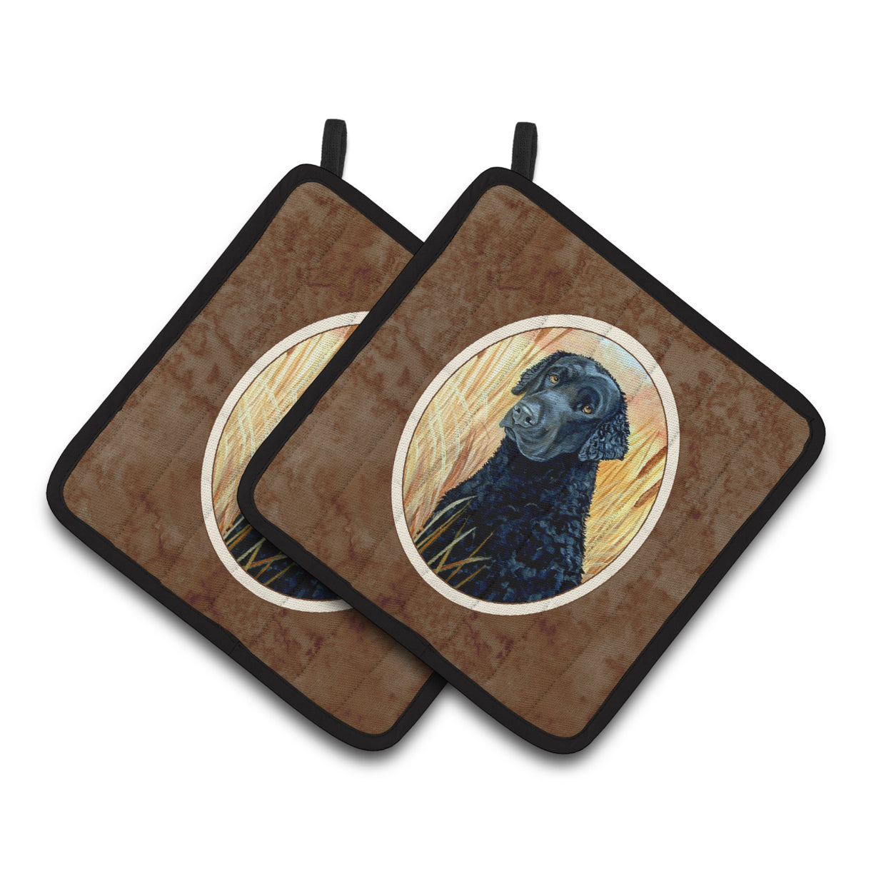 Curly Coated Retriever Pair of Pot Holders