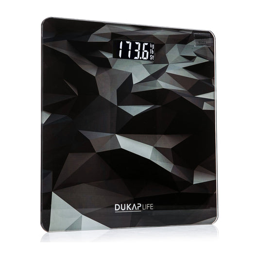 DUKAP LIFE Unique Digital Bathroom Body Weight Scale with LCD Screen Display - Black Design