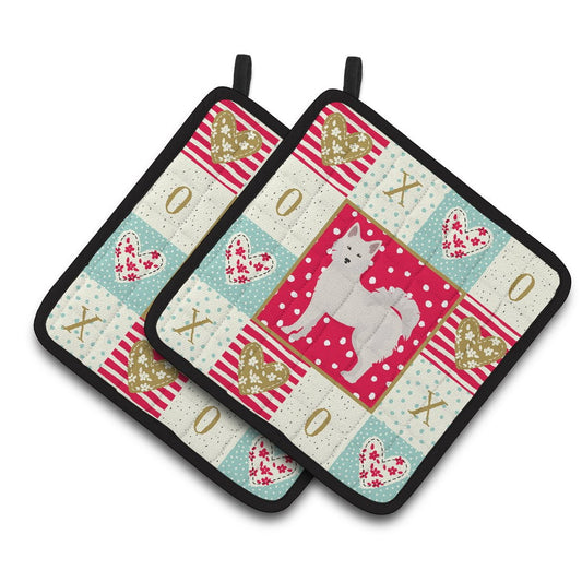 Danish Spitz Love Pair of Pot Holders