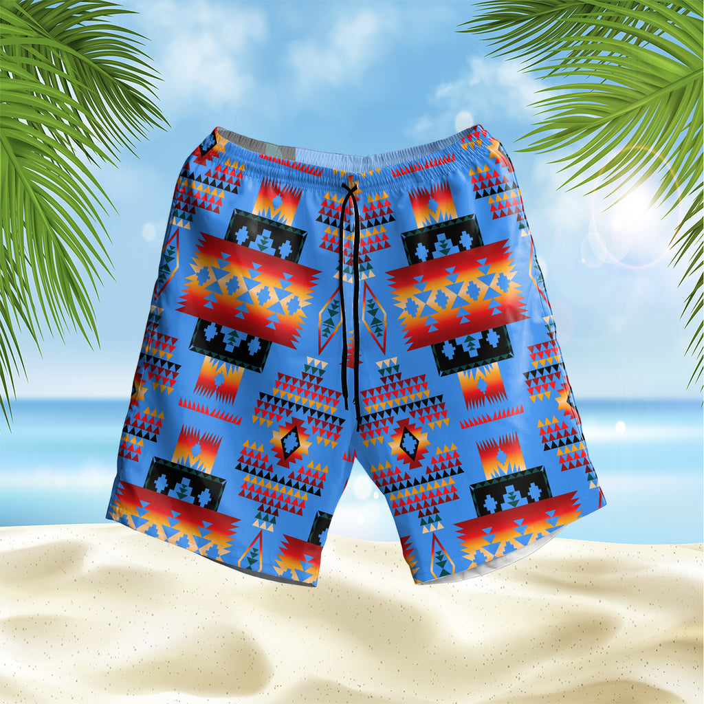 Dark Blue Pattern Hawaiian Shorts