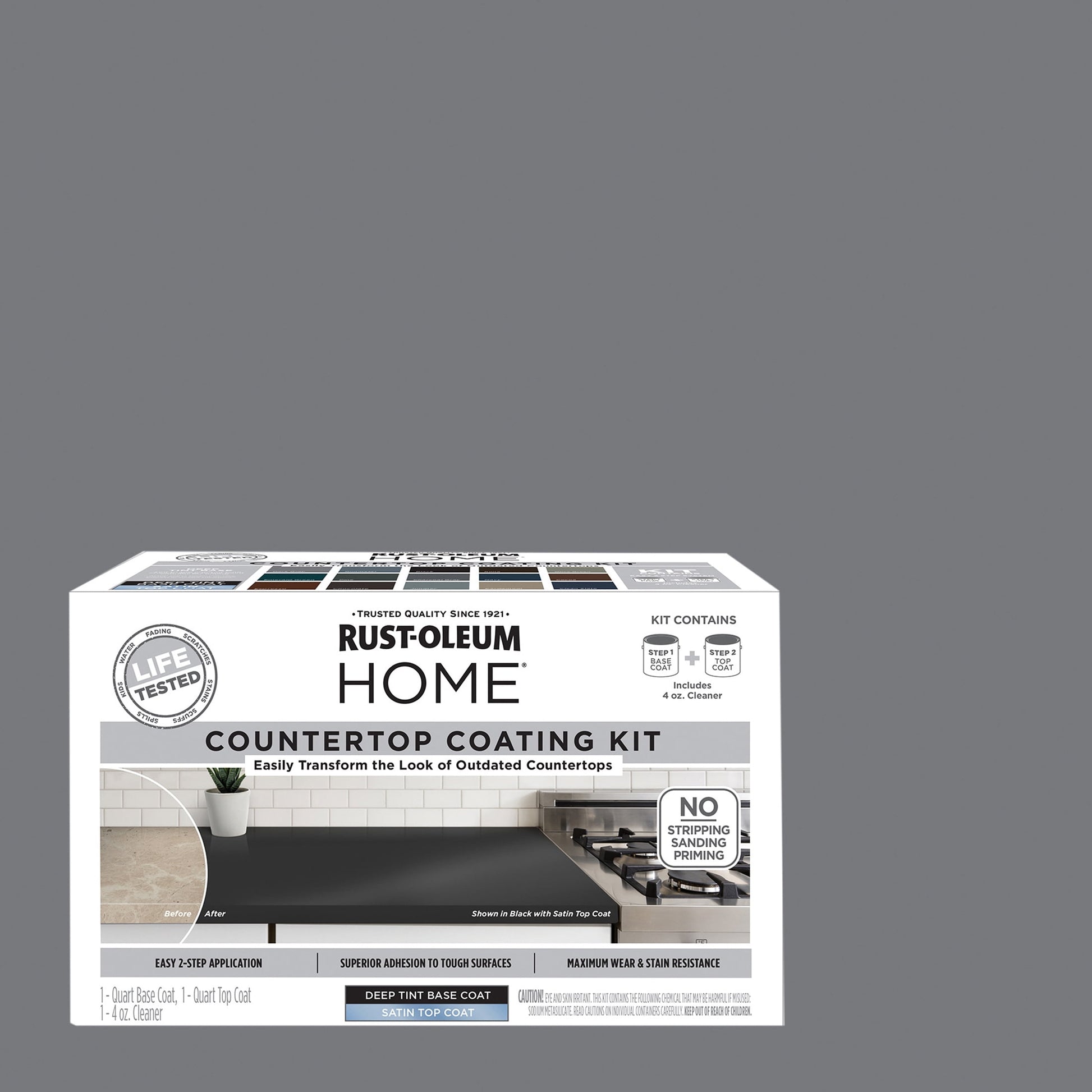 Dark Gray, Rust-Oleum HOME Countertop Satin Coating Kit-38496307T, Quart