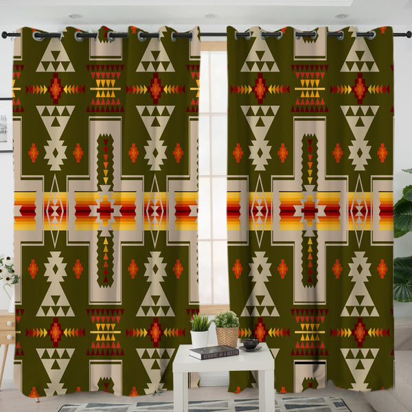 Dark Green Design Native Living Room Curtain