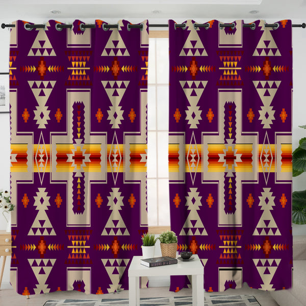 Dark Purple Design Native Living Room Curtain