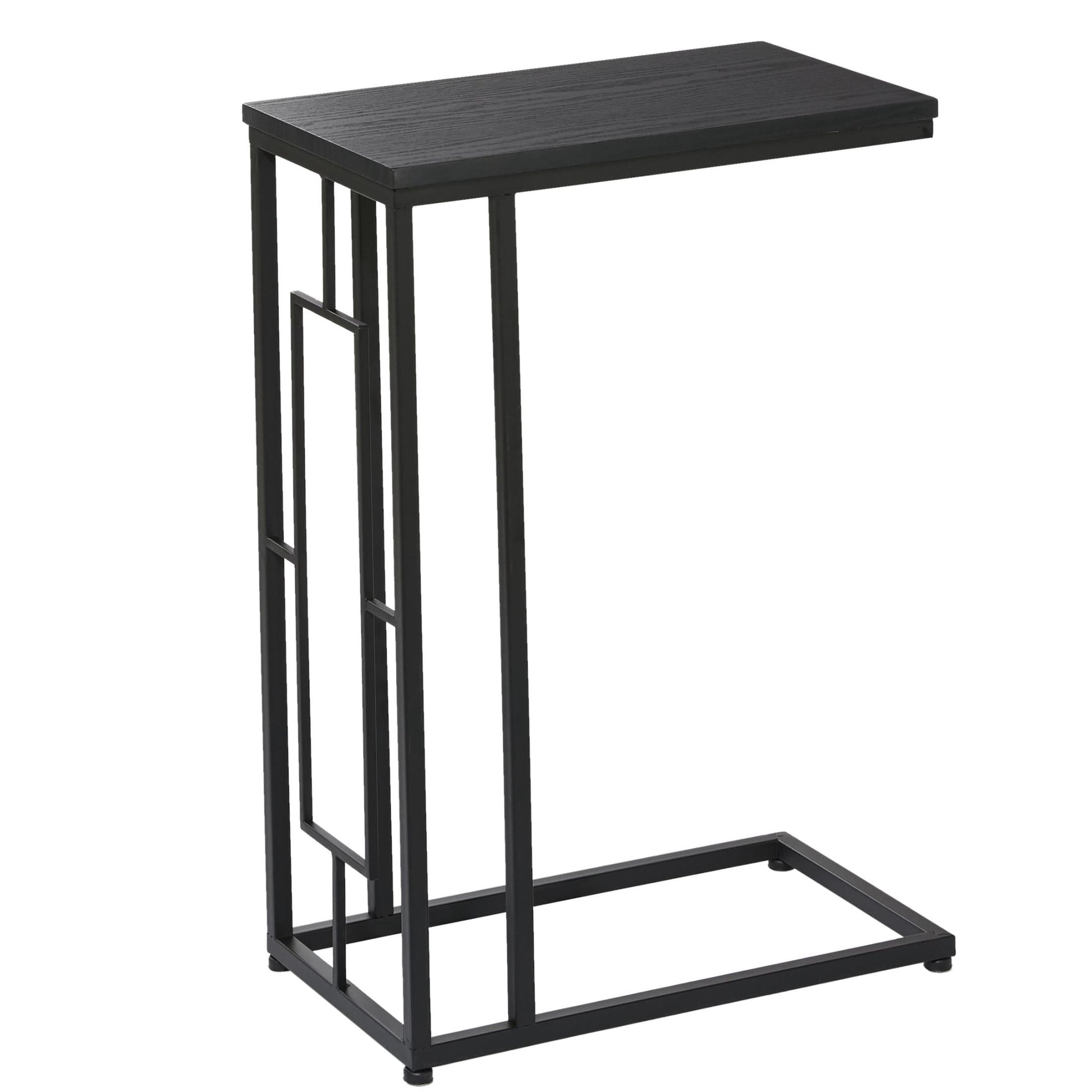 DecMode 10" x 26" Dark Brown Metal C-Shaped Accent Table with Black Metal Base, 1-Piece