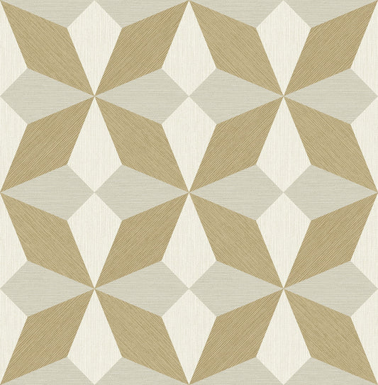 Decorline Valiant Gold Faux Grasscloth Mosaic Wallpaper
