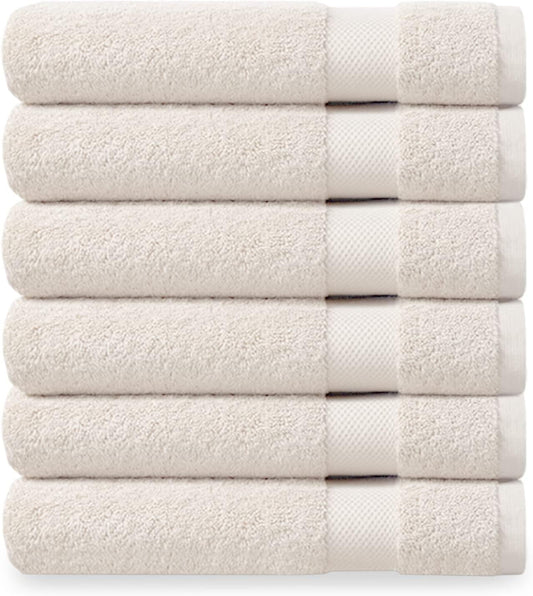 Delara PaÃ±os de AlgodÃ³n OrgÃ¡nico de Lujo, Paquete de 6 / Certificados GOTS & OEKO-TEX / Toallas Faciales de Primera Calidad / TecnologÃ­a TÃ¡ctil de Plumas/grapa de 650 G/M2 de Largo/suaves, de Secado RÃ¡pido y Ultra Absorbentes