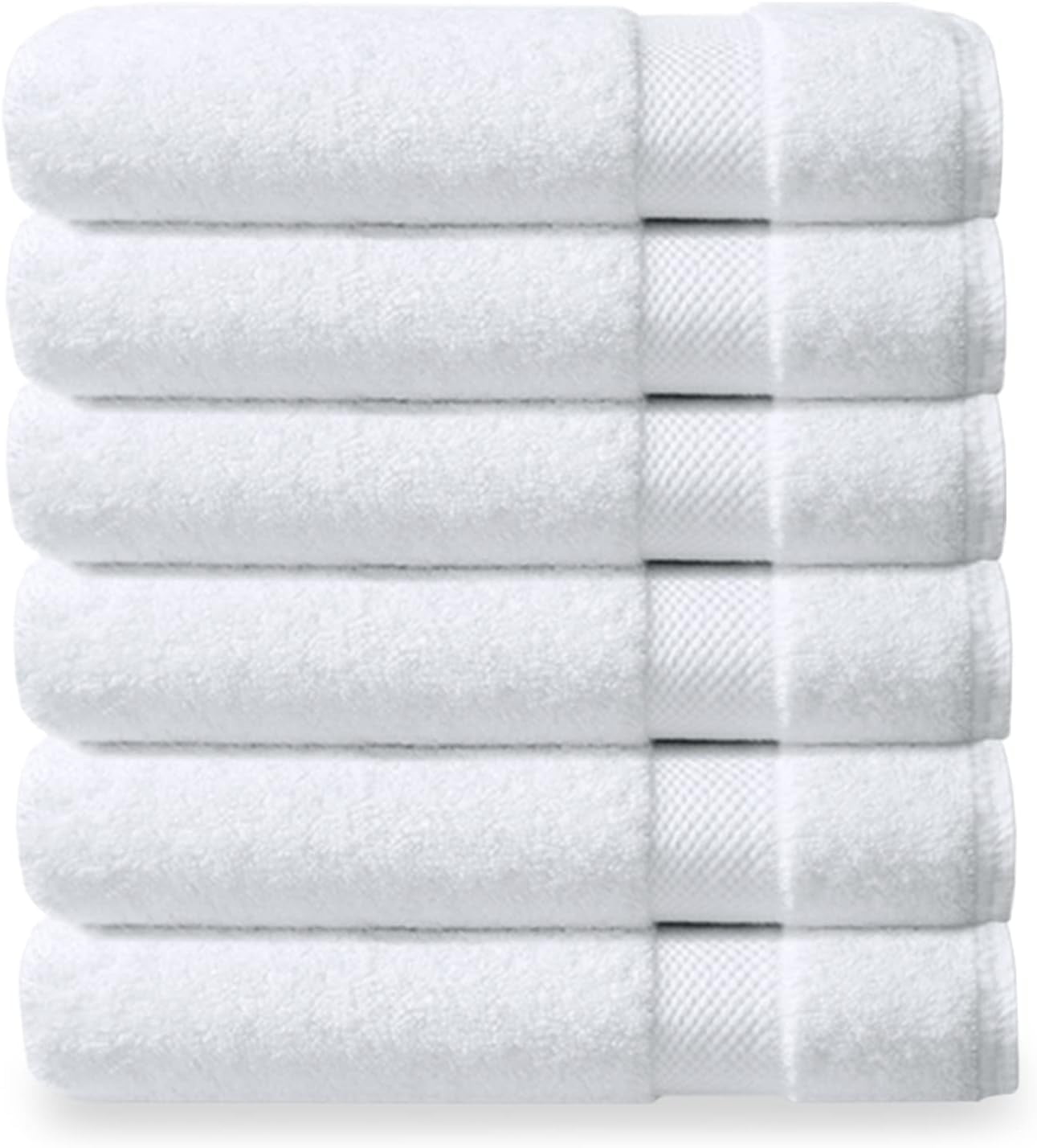 Delara Organic Cotton Washcloths 6-Pack, 13"x13" 650 GSM Plush Soft Quick-Dry Face Towels, Ultra-Absorbent, GOTS & OEKO-TEX, White