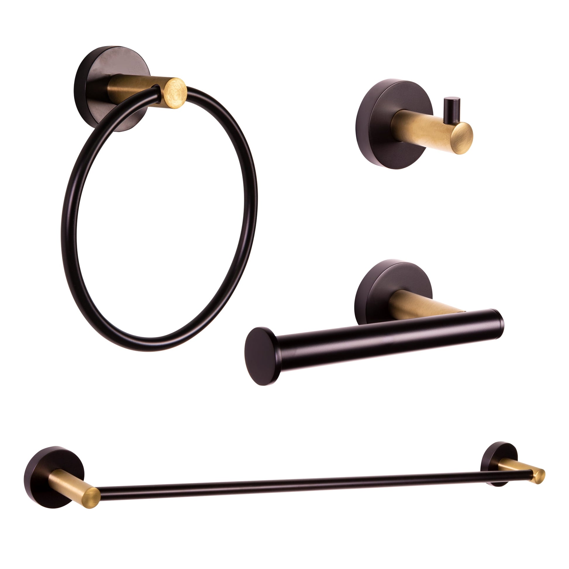 Design House Kelton 4-Piece Bath Accessory Hardware Set, Matte Black/Satin Gold