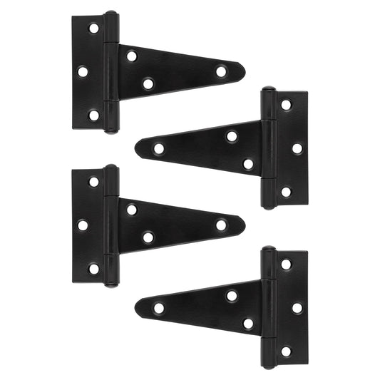 Design House Persiana de Acero Negro Mate con Bisagras en T de 4" x 2,5", Paquete de 4