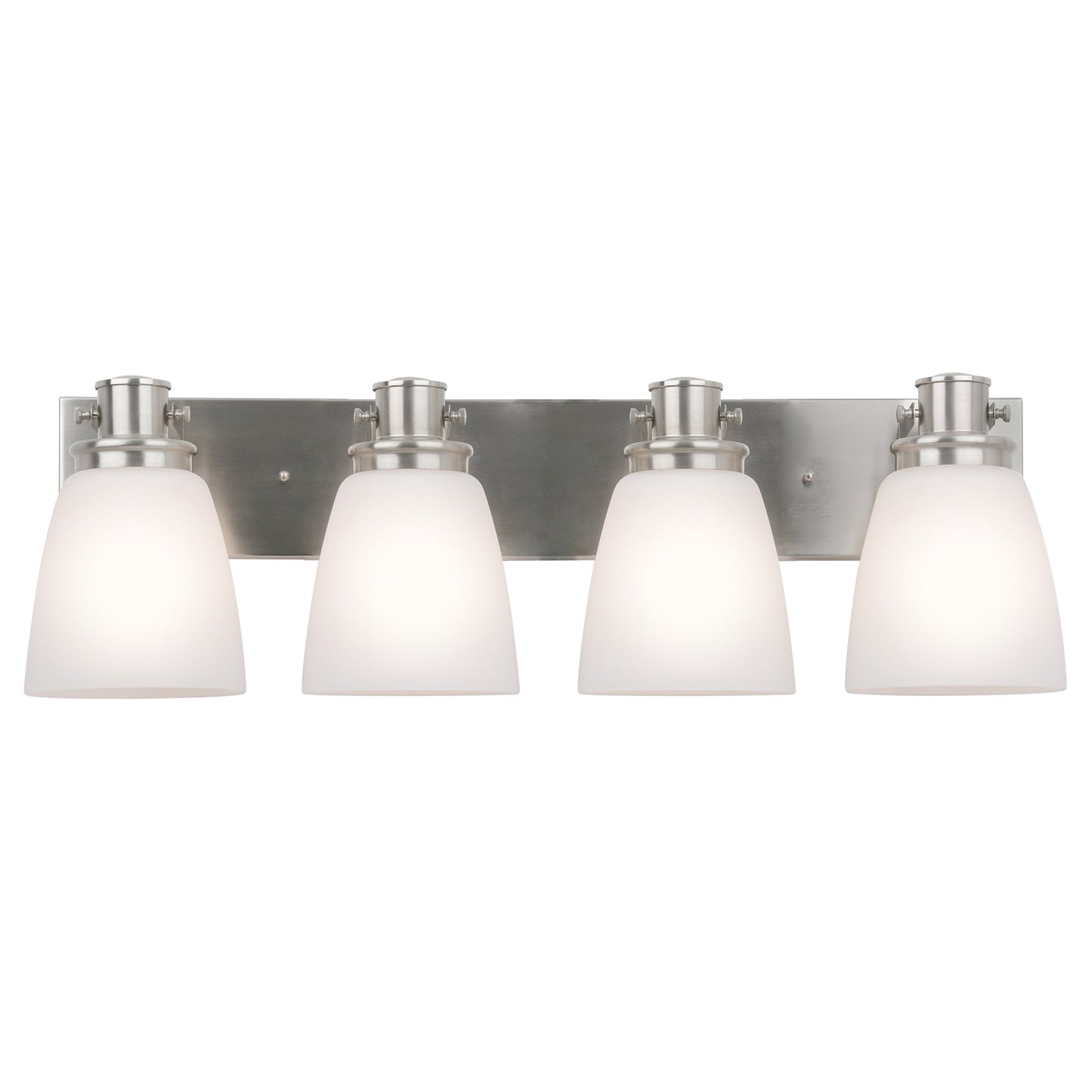 Design House Stasia 28" Satin Nickel 4-Light Dimmable Vanity Light with Frosted Glass