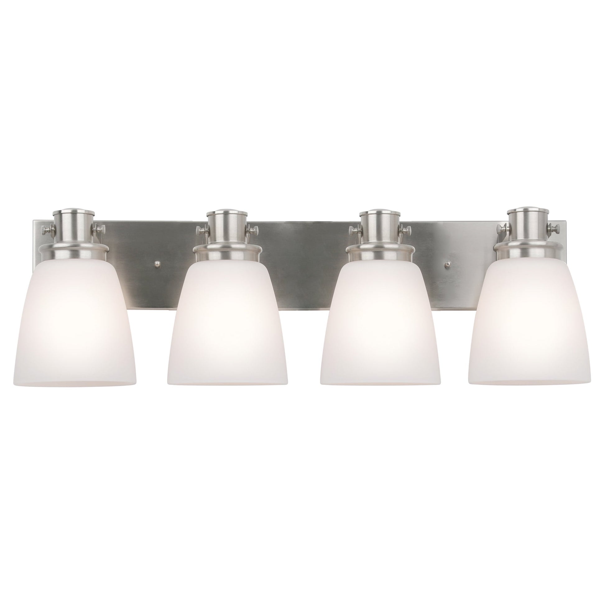 Design House Stasia 28" Satin Nickel 4-Light Dimmable Vanity Light with Frosted Glass
