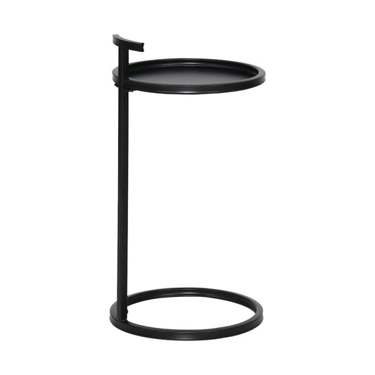 Dia 14 in. x H 26 in. Black Round Metal C-Table