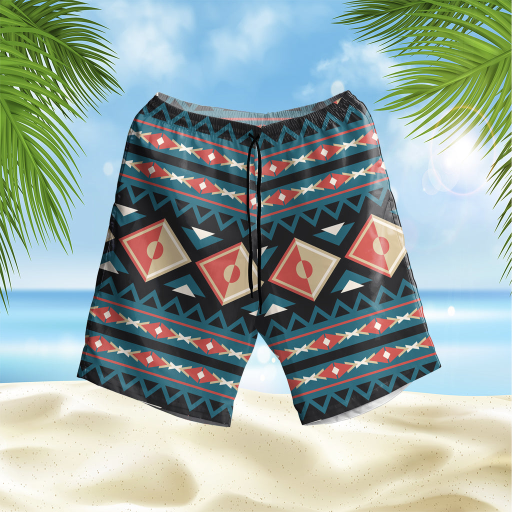 Diamond Pattern Hawaiian Shorts