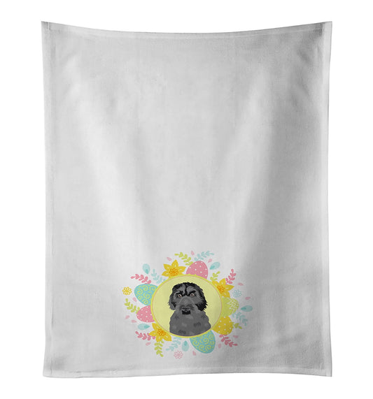 Doodle Black #3 Easter White Kitchen Towel Set of 2 19 in x 28 in