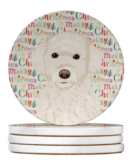 Doodle Cream #2 Christmas Large Sandstone Coasters Pack of 4 4 in x 4 in