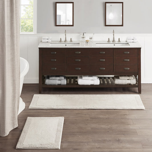 MAYEERTY 100% Cotton Tufted Reversible Bath Rug Natural 21" x 34"