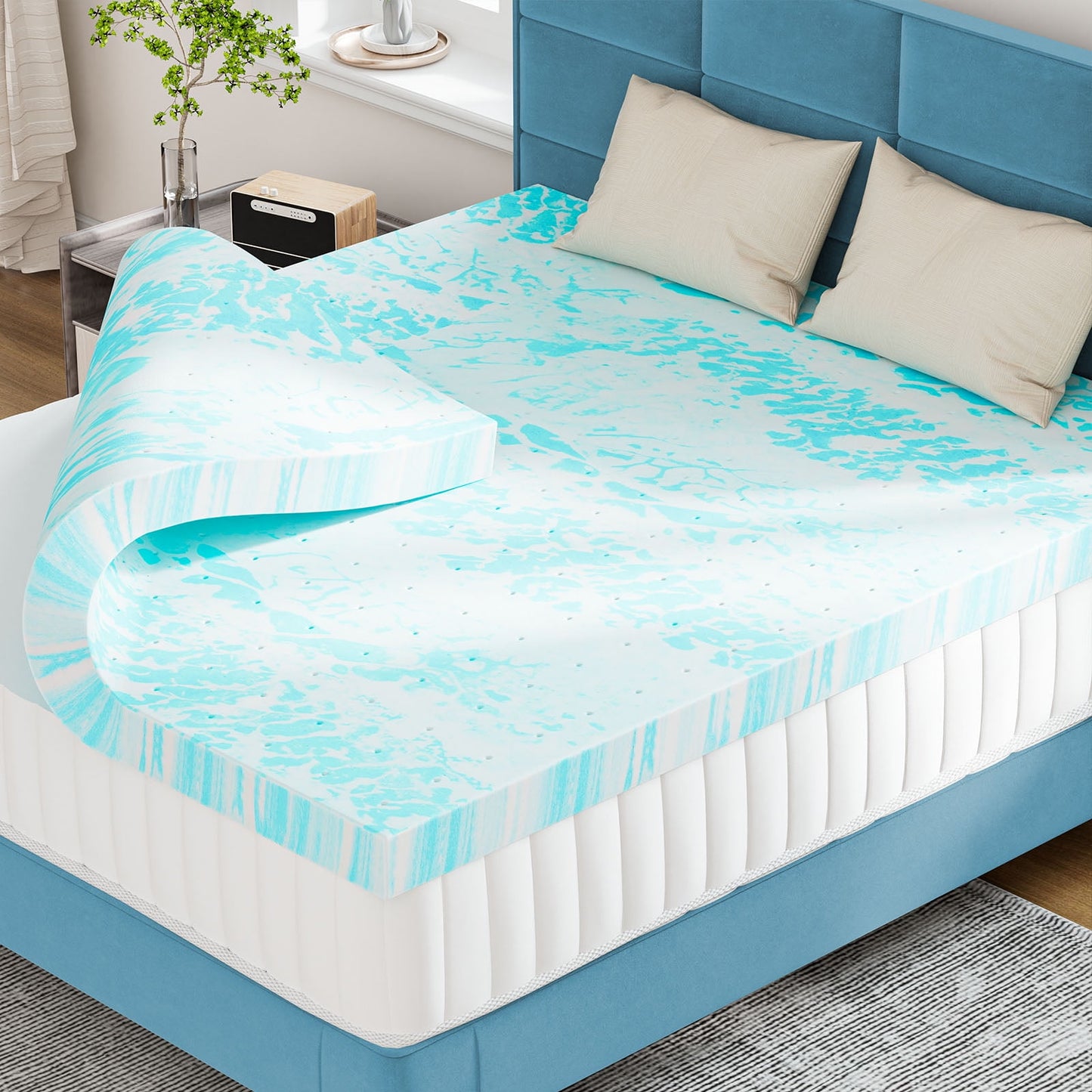 MAYEERTY 3" Memory Foam Mattress Non-Slip Bottom Reliable Camping Mattress Guest Bed
