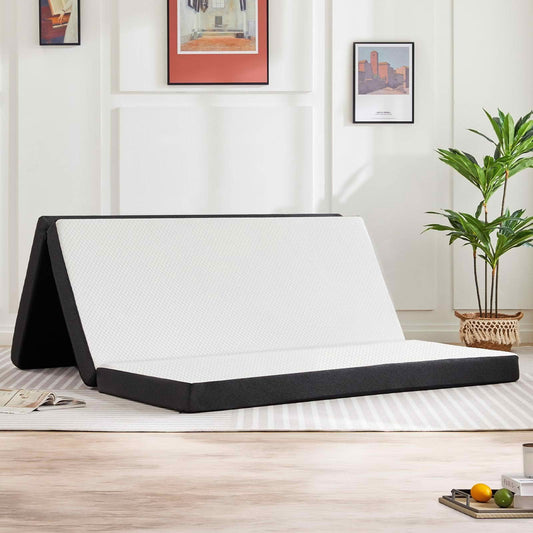 MAYEERTY 4" Portable Tri-Fold Memory Foam Mattress Non-Slip Floor Bed for Camping & Guest, Twin