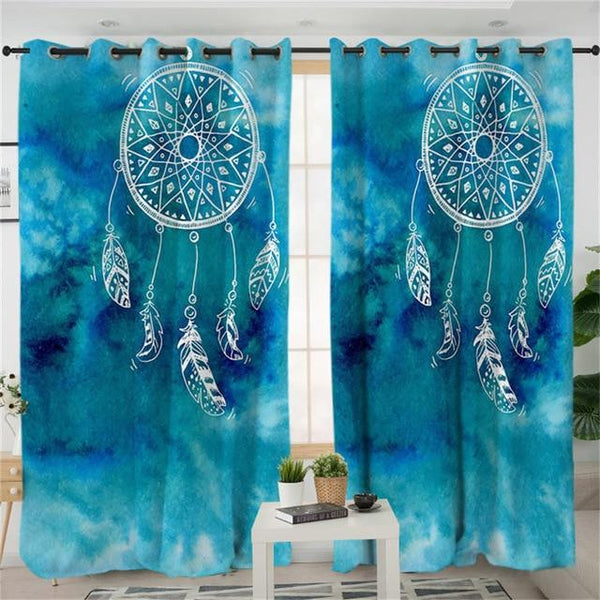 Dreamcatcher Blue Pink Purple Native American Design Window Living Room Curtain